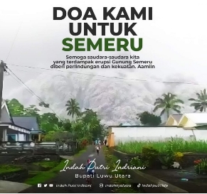 Erupsi Gunung Semeru, Bupati Luwu Utara Kirim Doa untuk Warga Terdampak
