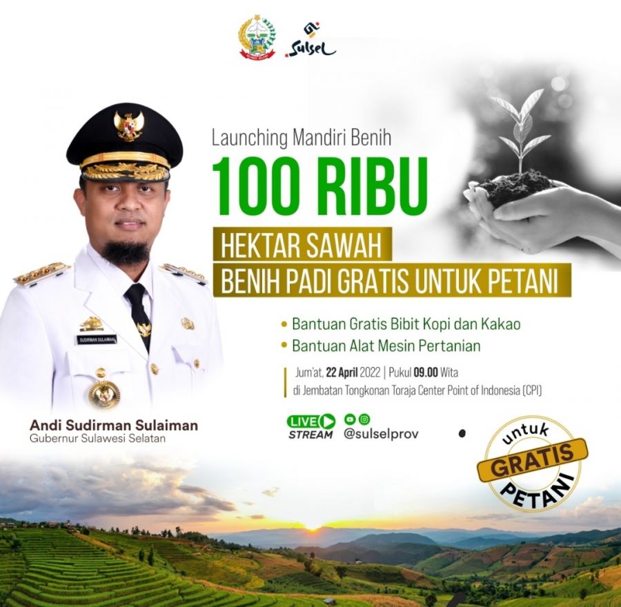 Mandiri Benih, Gubernur Siap Salurkan Benih Unggul Gratis untuk 100 Ribu hektar Sawah Petani Sulsel