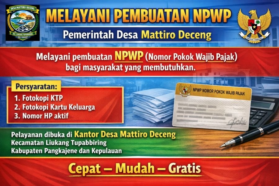 Pelayanan Hebat! Pemdes Mattiro Deceng Membantu Pembuatan NPWP Warga Secara Gratis