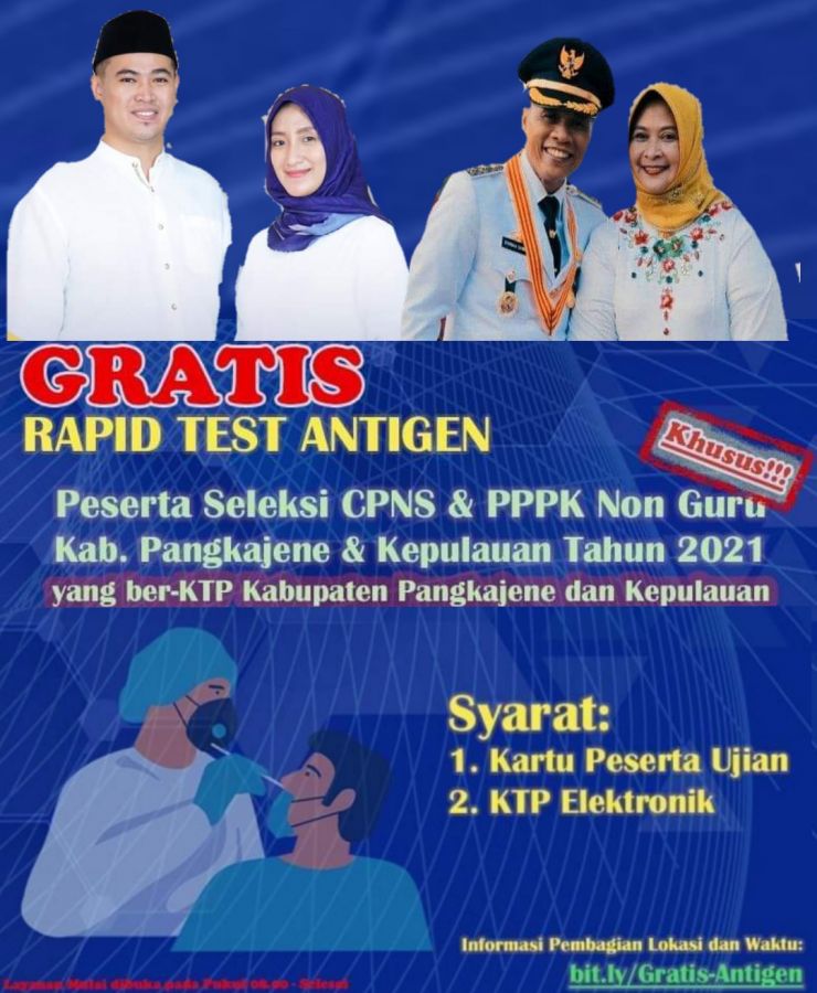 Pemkab Pangkep Gelar Swab Antigen Gratis Khusus Peserta CPNS Dan PPPK 2021