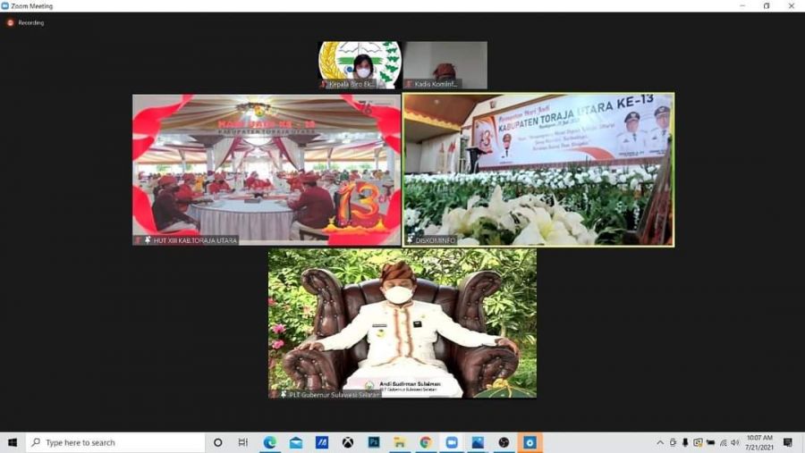 Plt Gubernur Sulsel Hadiri Hari Jadi Toraja Utara Secara Virtual