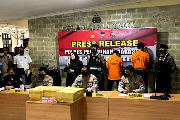 Polres Pelabuhan Makassar  Gagalkan Penyelundupan Narkoba 21 Kilogram