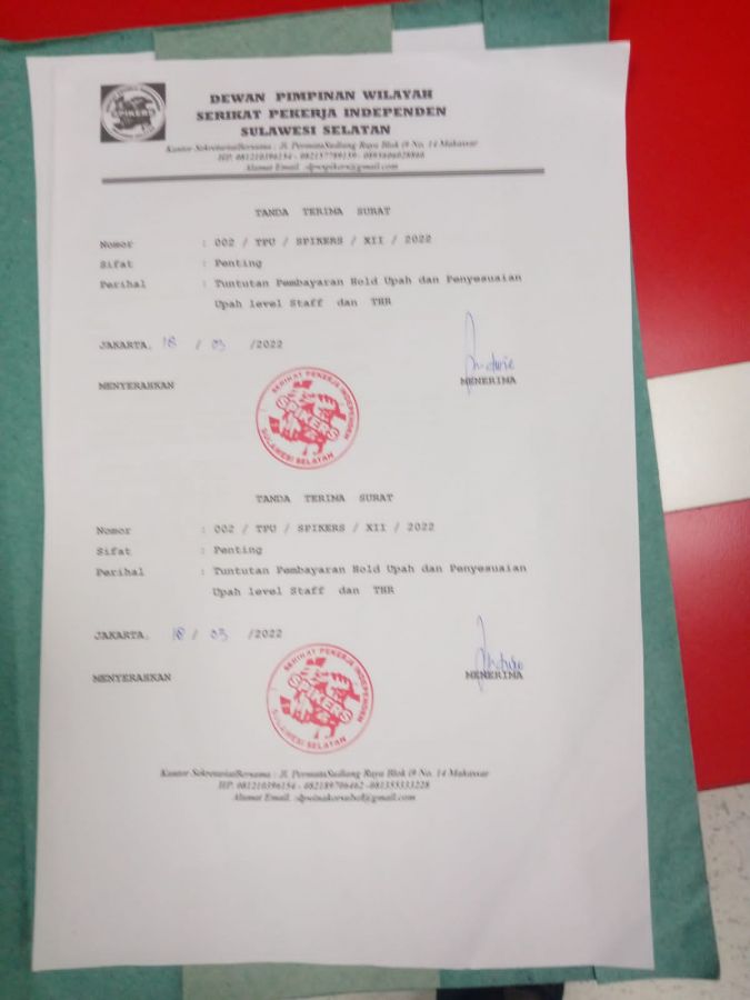 SPIKERS Sulsel Layangkan Surat ke PT Fast Food Indonesia Tbk